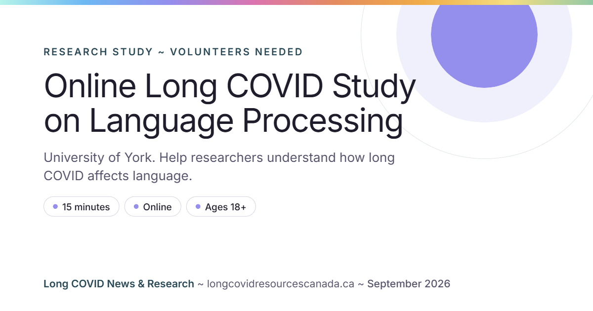 Online Long COVID Study on Language Processing: University of York. Help researchers understand how long COVID affects language